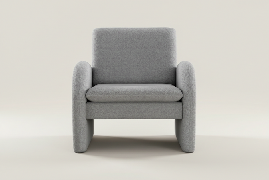 Grey Bouclé Tub Armchair