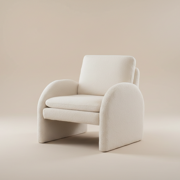 White Bouclé Tub Armchair