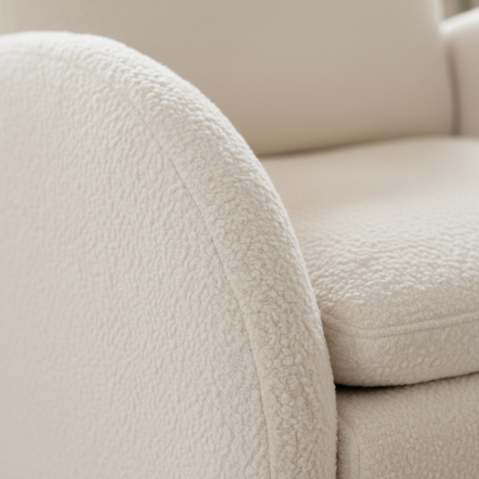 White Bouclé Tub Armchair