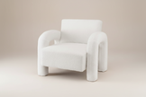 White Bouclé Lounge Armchair