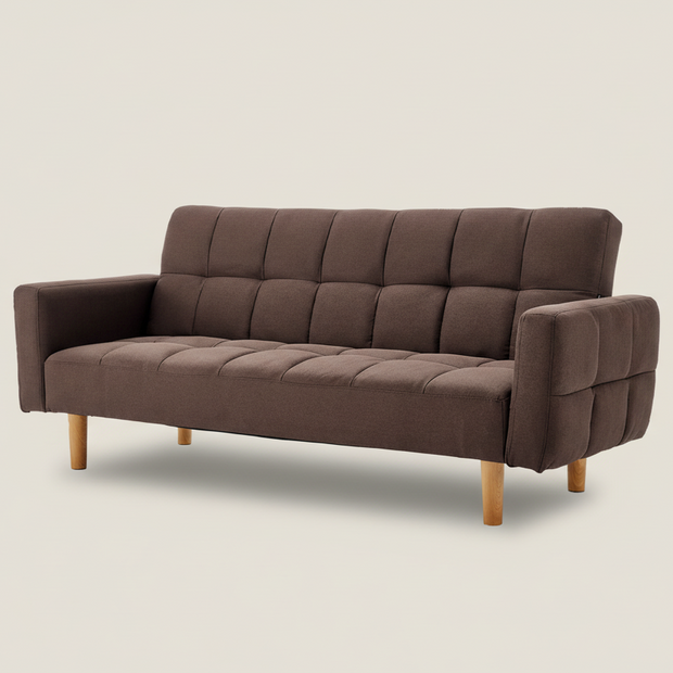 Brown 3-Seater Fabric Sofa Bed