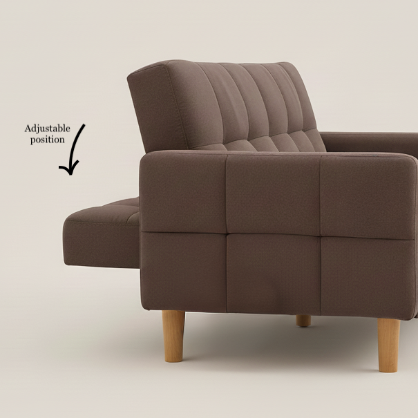 Brown 3-Seater Fabric Sofa Bed