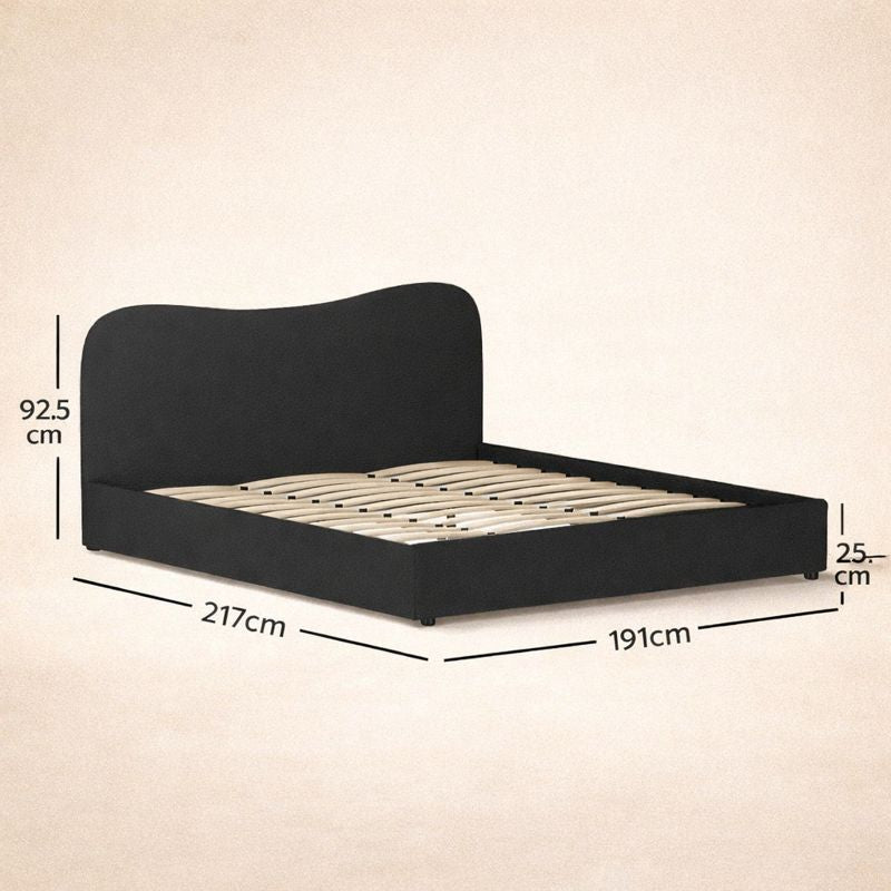 Black Bouclé King Bed Frame