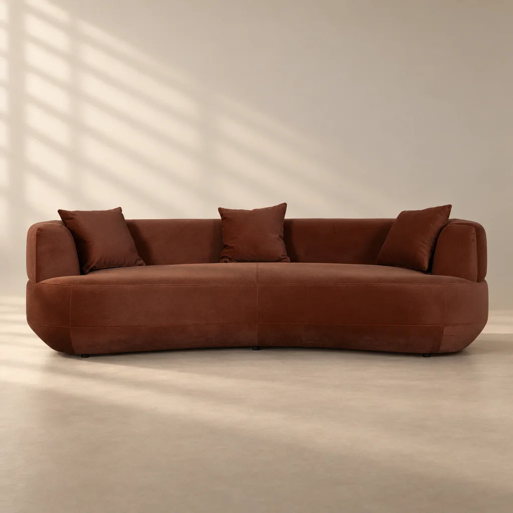 Vesper Curved 3-Seater Sofa – Red Bronze