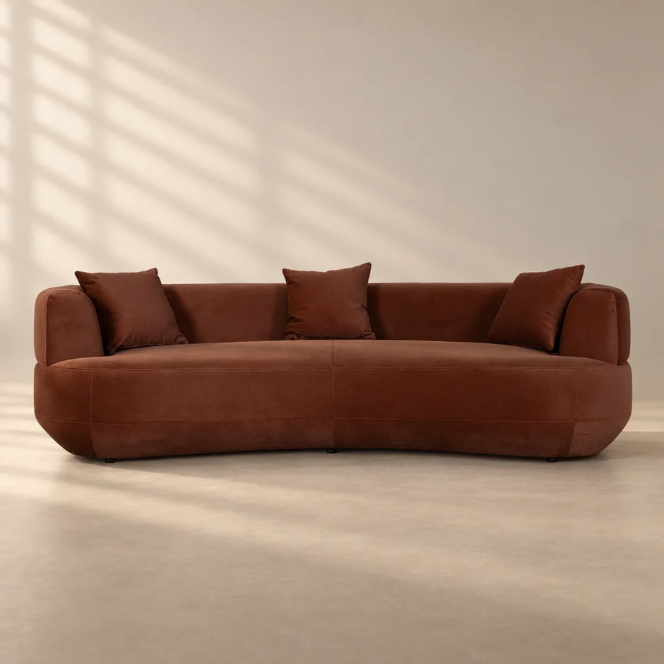 Vesper Curved 3-Seater Sofa – Red Bronze