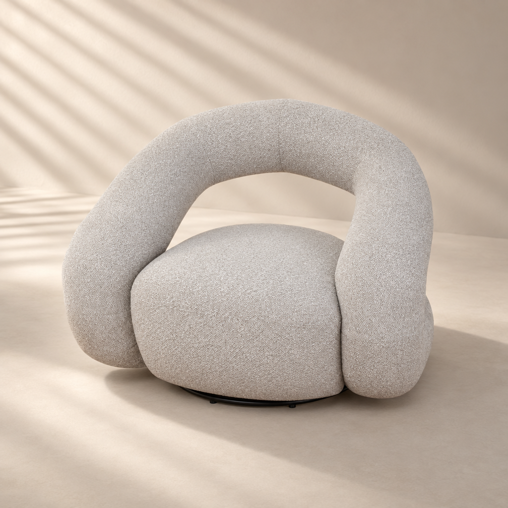 Odette Sculptural Swivel Armchair – Clay Grey
