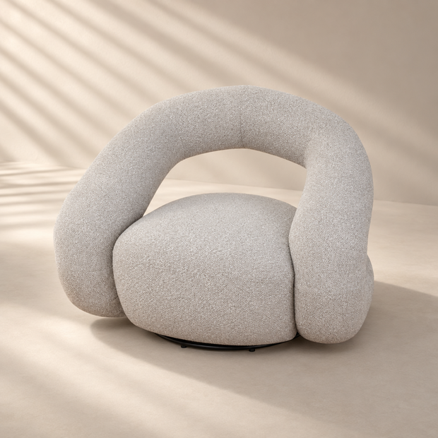 Odette Sculptural Swivel Armchair – Clay Grey