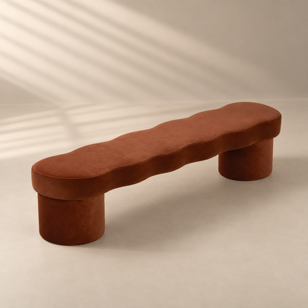 Sorella Sculptural Ottoman Bench – Burnt Brown